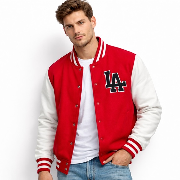Urban Heritage Other - Urban Heritage LA Varsity Jacket Red White Snap Button Men’s L Large